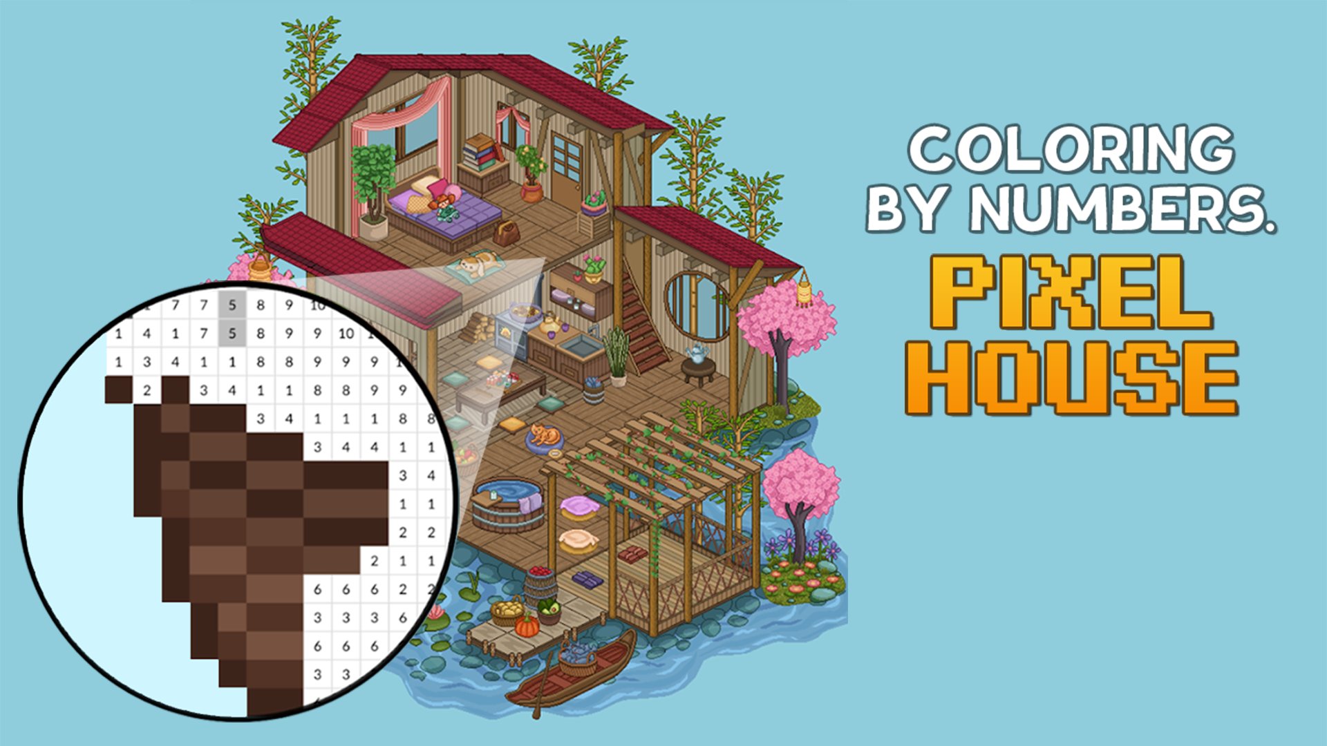 Thumbnail Coloring by Numbers: Pixel House 🕹️ Play on CrazyGames