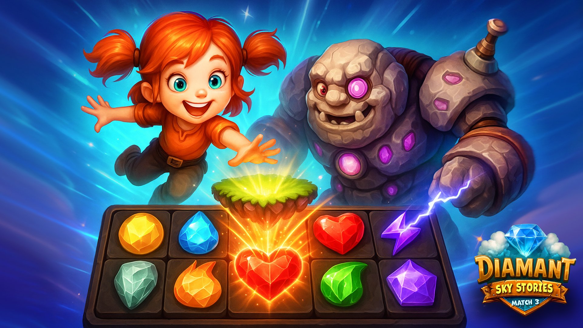 Thumbnail Diamant: Sky Stories Match 3 🕹️ Play on CrazyGames