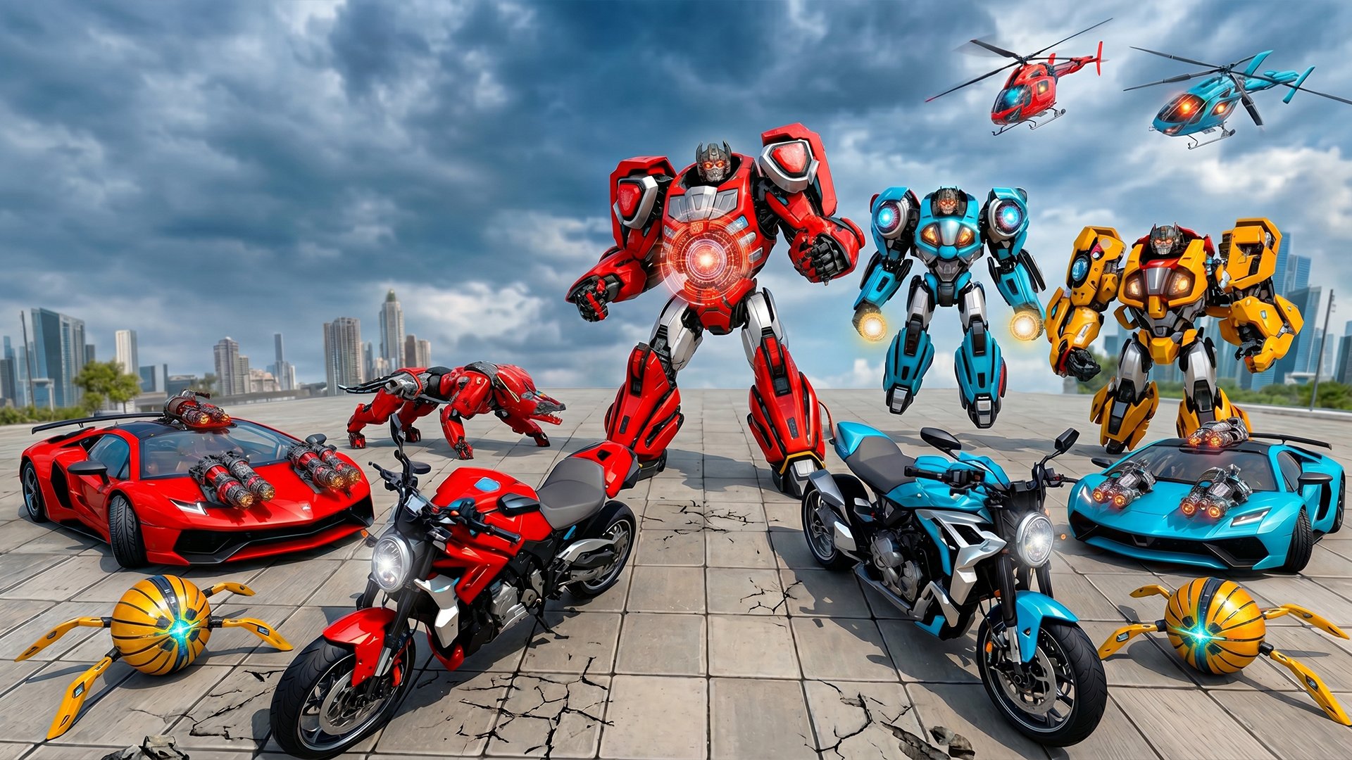 Flying Robot Transform Car Games
